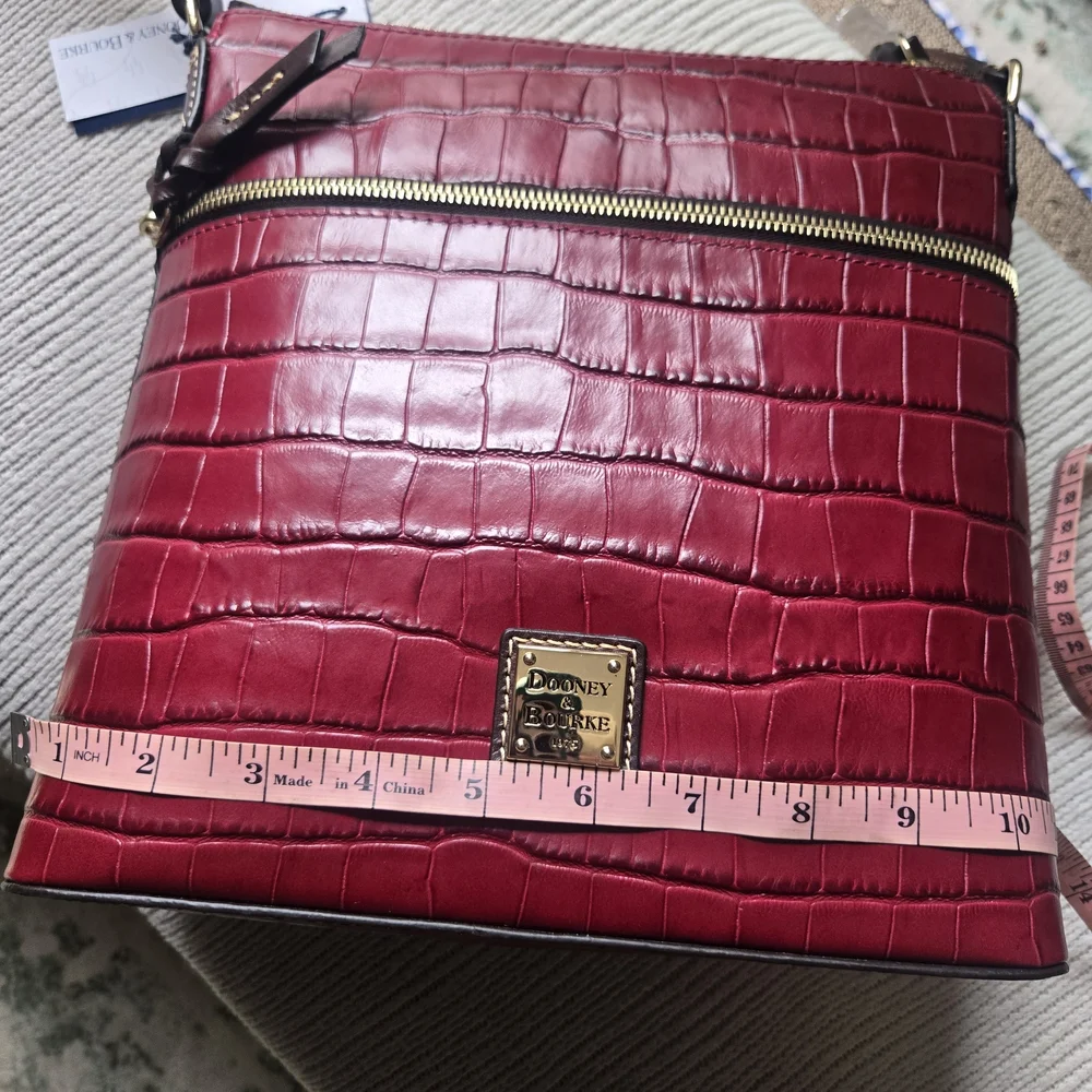 Dooney & Bourke Burgundy Croc Embossed Crossbody Bag - Picture 8 of 9